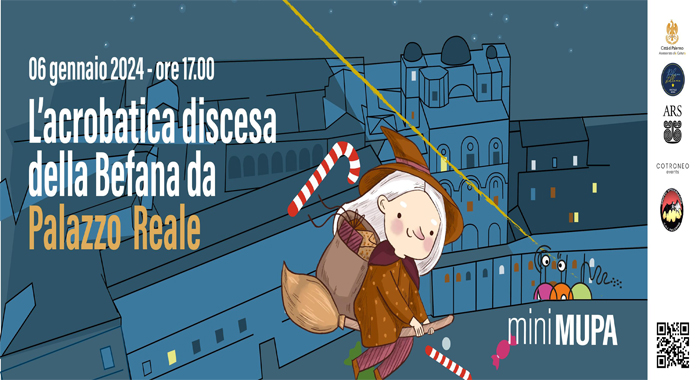 Immagine L'acrobatica discesa della Befana da Palazzo Reale